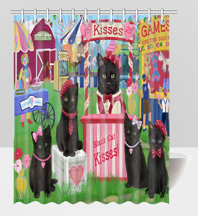Carnival Kissing Booth Black Cats Shower Curtain