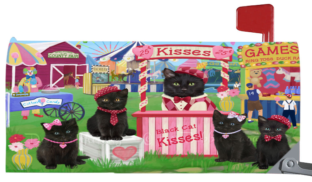 Carnival Kissing Booth Black Cats Magnetic Mailbox Cover Both Sides Pet Theme Printed Decorative Letter Box Wrap Case Postbox Thick Magnetic Vinyl Material