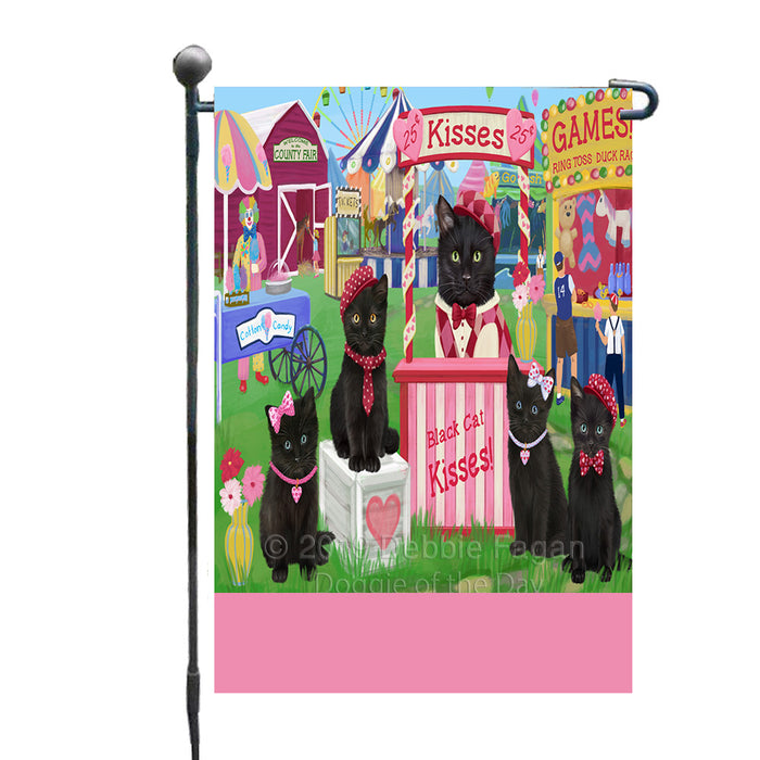 Personalized Carnival Kissing Booth Black Cats Custom Garden Flag GFLG64261