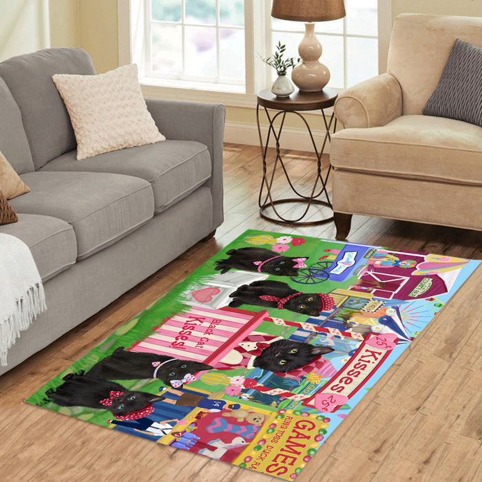 Carnival Kissing Booth Black Cats Area Rug