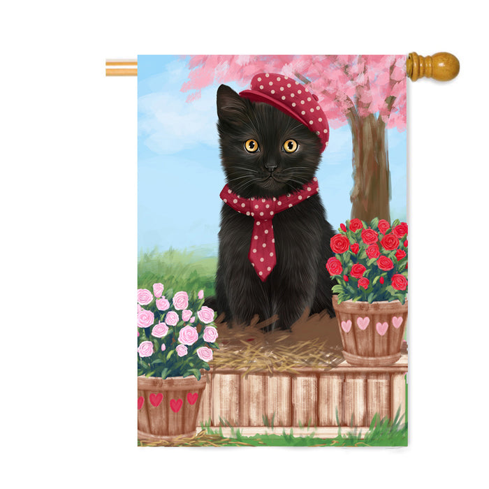 Personalized Rosie 25 Cent Kisses Black Cat Custom House Flag FLG64801