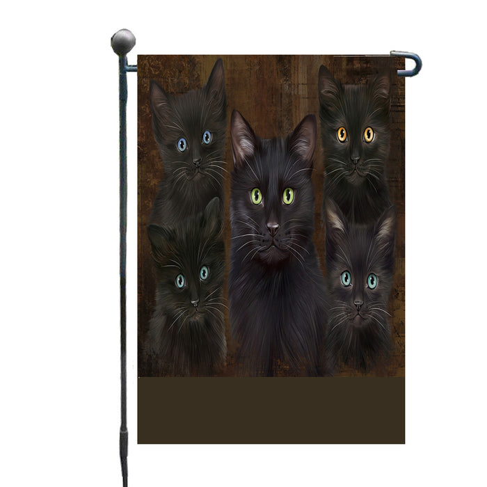 Personalized Rustic 5 Black Cats Custom Garden Flags GFLG-DOTD-A62550