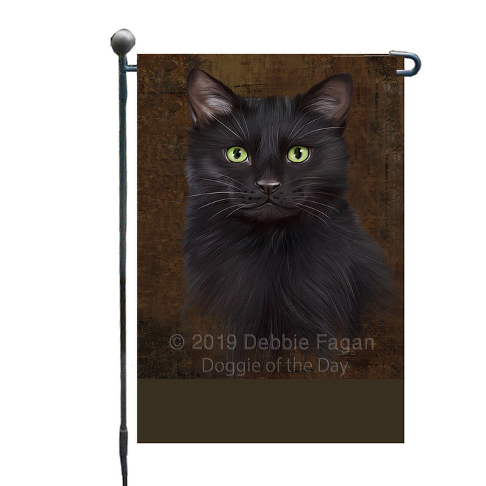 Personalized Rustic Black Cat Custom Garden Flag GFLG63435