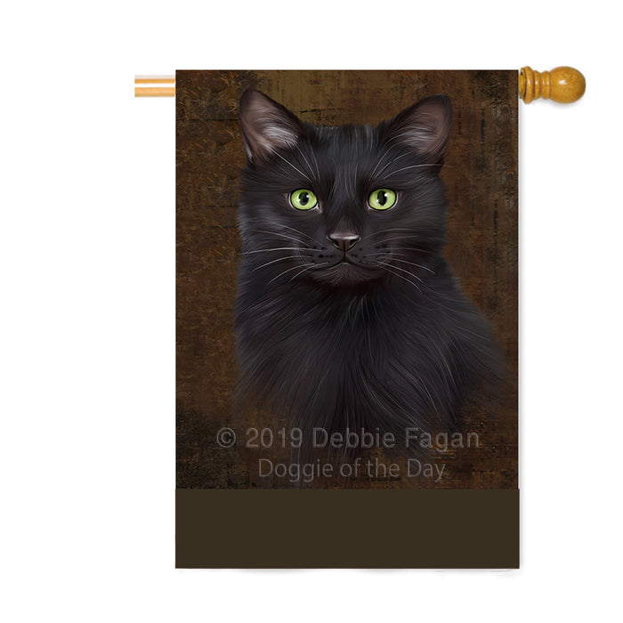 Personalized Rustic Black Cat Custom House Flag FLG64512