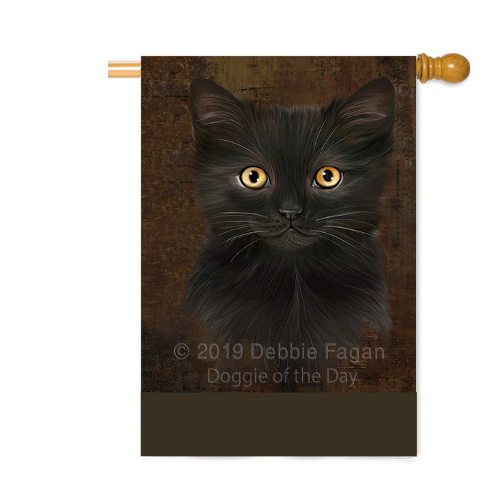 Personalized Rustic Black Cat Custom House Flag FLG64513