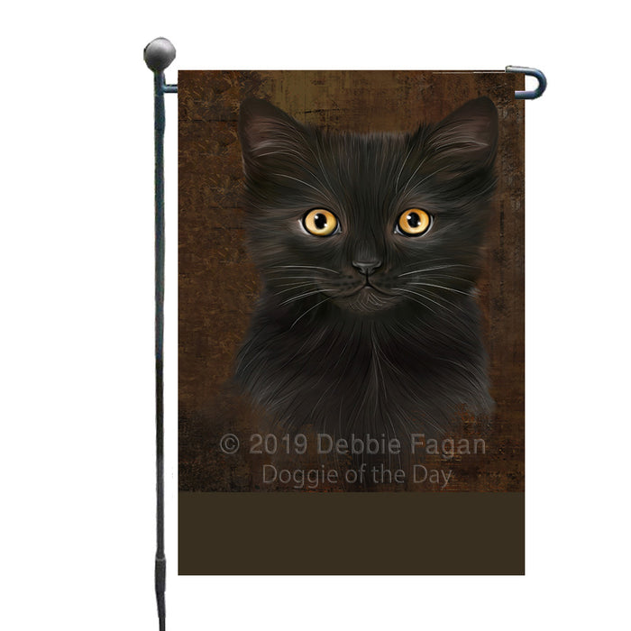 Personalized Rustic Black Cat Custom Garden Flag GFLG63436