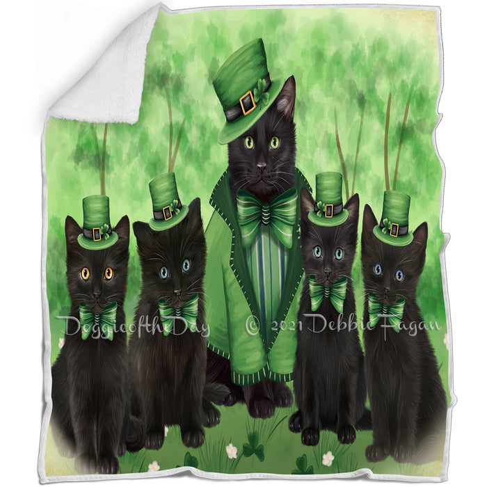 St. Patricks Day Irish Portrait Black Cats Blanket BLNKT132510