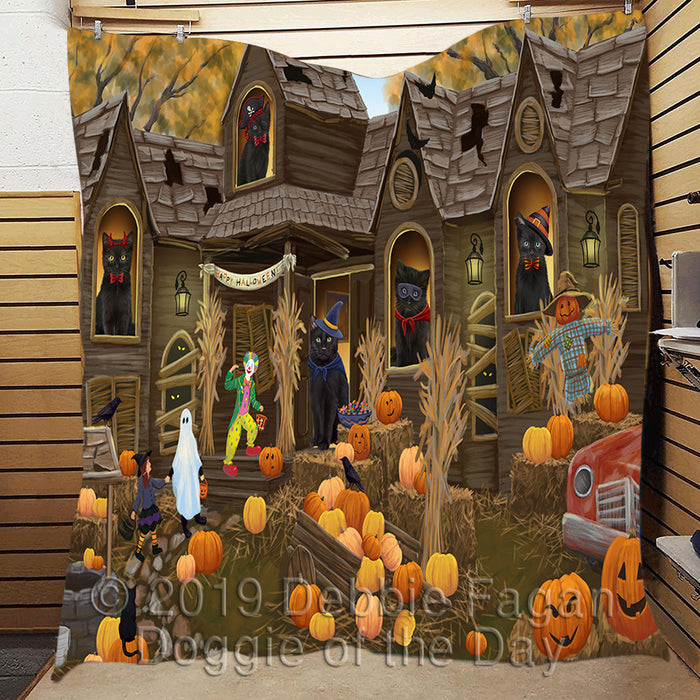 Haunted House Halloween Trick or Treat Black Cats Quilt