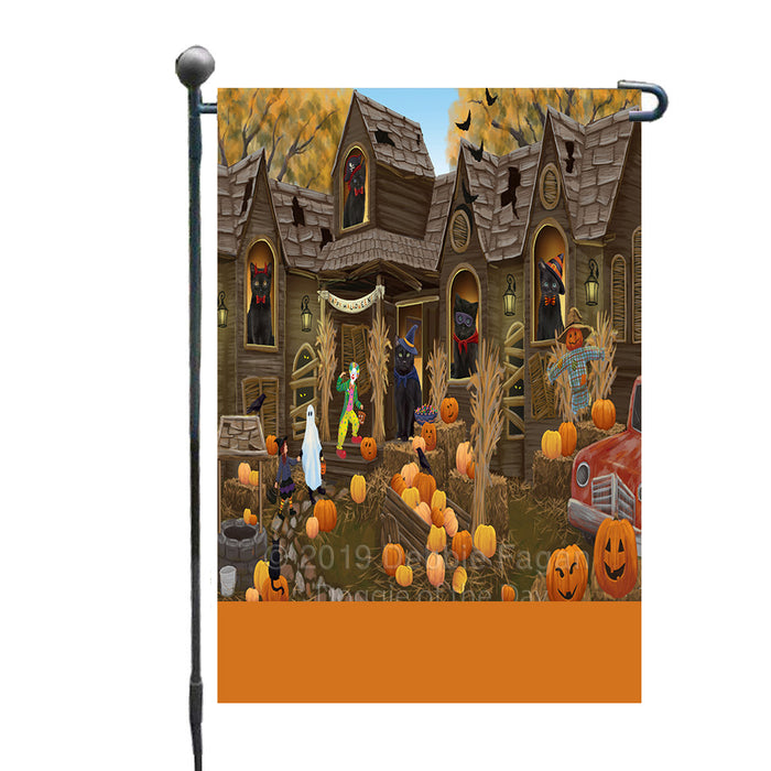 Personalized Haunted House Trick or Treat Halloween Black Cats Custom Garden Flags GFLG-DOTD-A59475