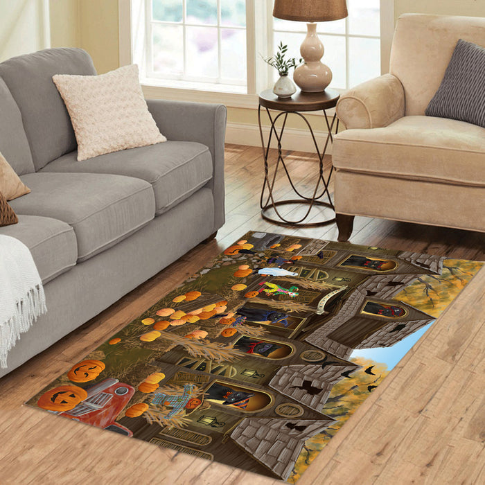 Haunted House Halloween Trick or Treat Black Cats Area Rug