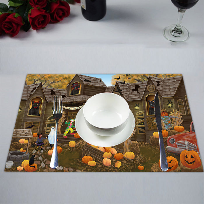 Haunted House Halloween Trick or Treat Black Cats Placemat