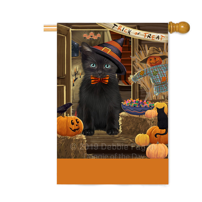 Personalized Enter at Own Risk Trick or Treat Halloween Black Cat Custom House Flag FLG-DOTD-A59532