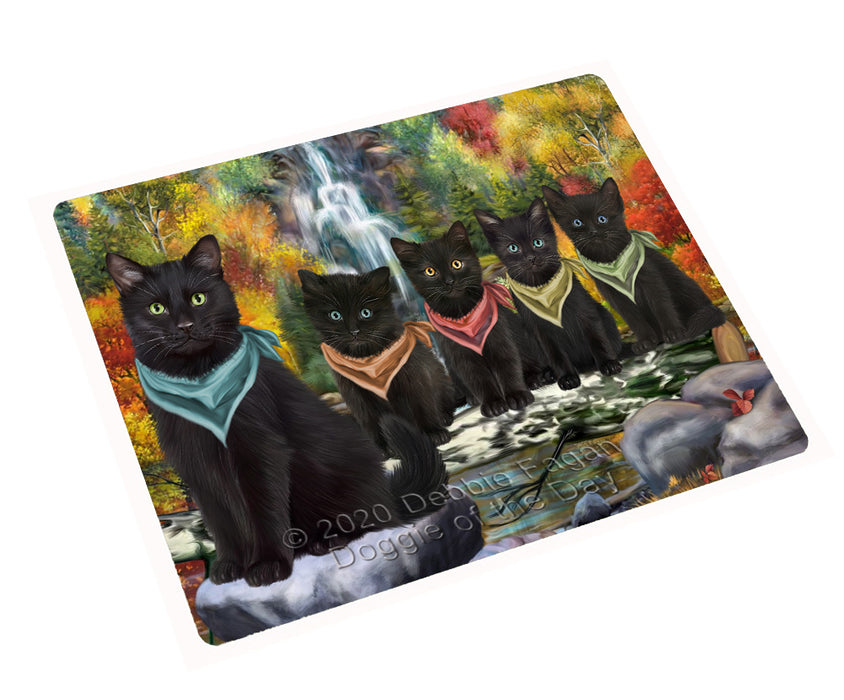 Scenic Waterfall Black Cats Cutting Board - For Kitchen - Scratch & Stain Resistant - Designed To Stay In Place - Easy To Clean By Hand - Perfect for Chopping Meats, Vegetables