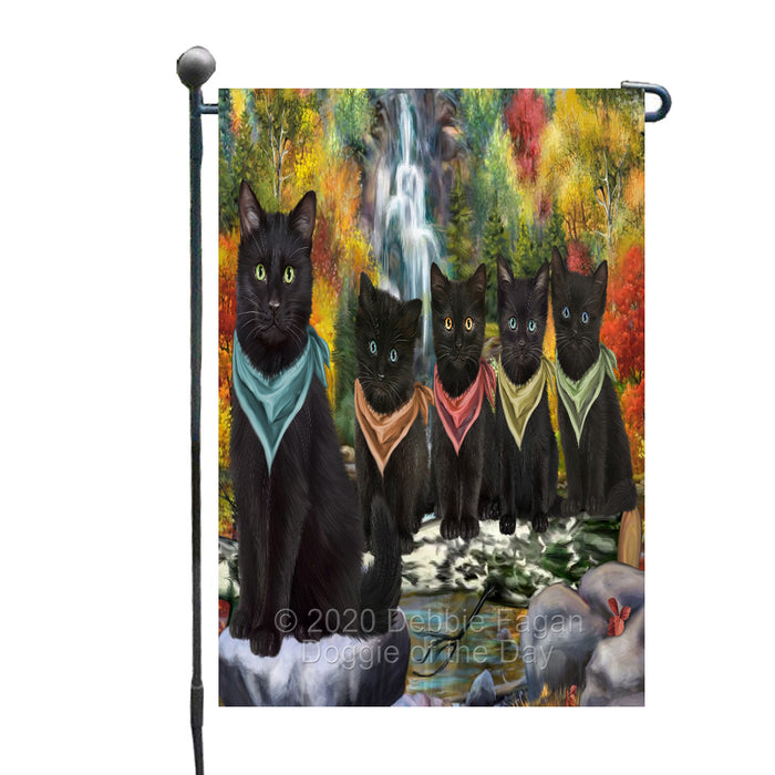 Scenic Waterfall Black Cats Garden Flags Outdoor Decor for Homes and Gardens Double Sided Garden Yard Spring Decorative Vertical Home Flags Garden Porch Lawn Flag for Decorations