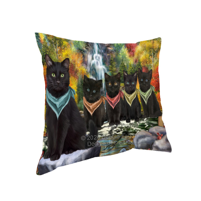 Scenic Waterfall Black Cats Pillow with Top Quality High-Resolution Images - Ultra Soft Pet Pillows for Sleeping - Reversible & Comfort - Ideal Gift for Dog Lover - Cushion for Sofa Couch Bed - 100% Polyester