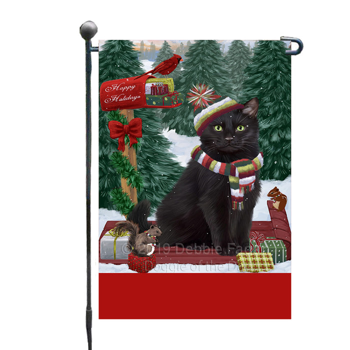 Personalized Merry Christmas Woodland Sled  Black Cat Custom Garden Flags GFLG-DOTD-A61508
