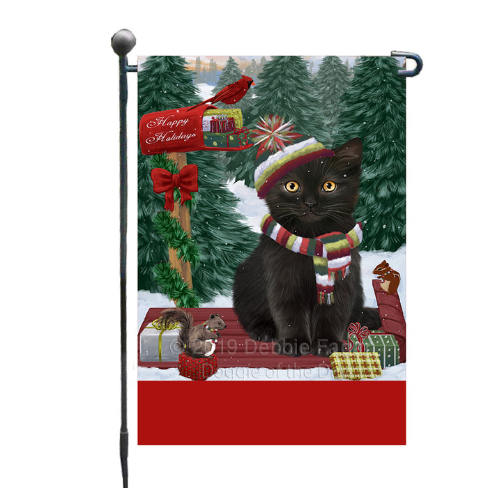 Personalized Merry Christmas Woodland Sled  Black Cat Custom Garden Flags GFLG-DOTD-A61509