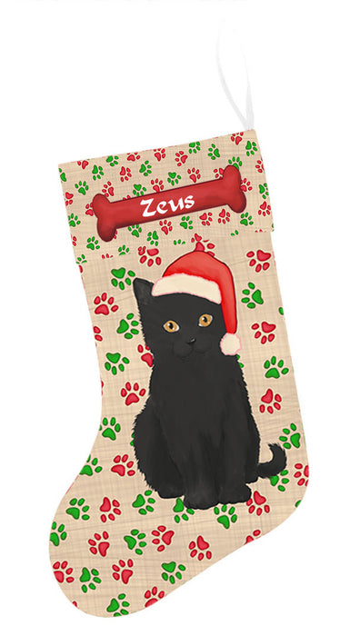 Pet Name Personalized Christmas Paw Print Black Cats Stocking
