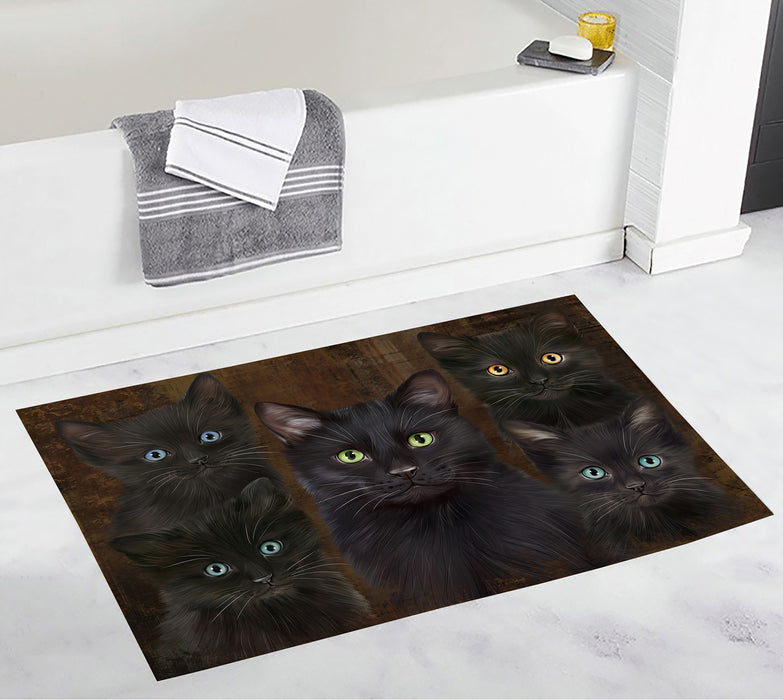 Rustic Black Cats Bath Mat