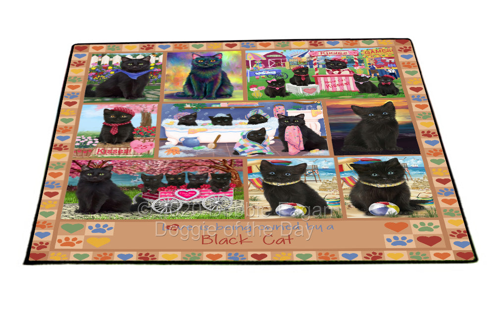 Love is Being Owned Black Cat Beige Floormat FLMS55045