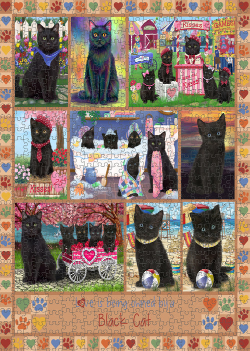 Love is Being Owned Black Cat Beige Puzzle with Photo Tin PUZL98276