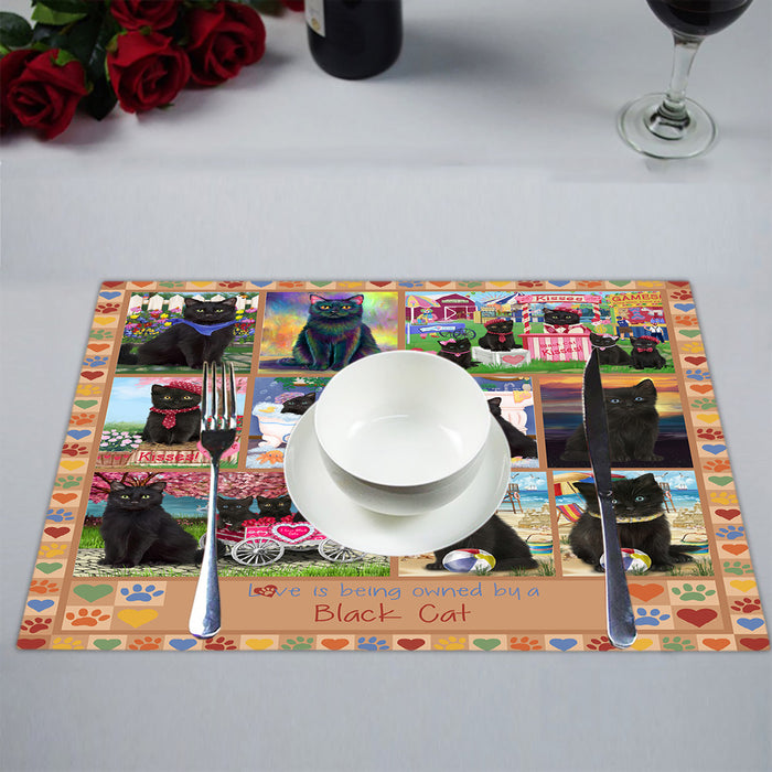Love is Being Owned Black Cat Beige Placemat