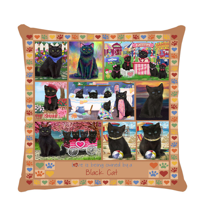 Love is Being Owned Black Cat Beige Pillow PIL84660