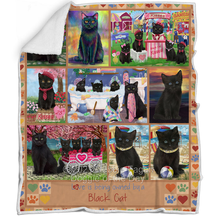Love is Being Owned Black Cat Beige Blanket BLNKT137082