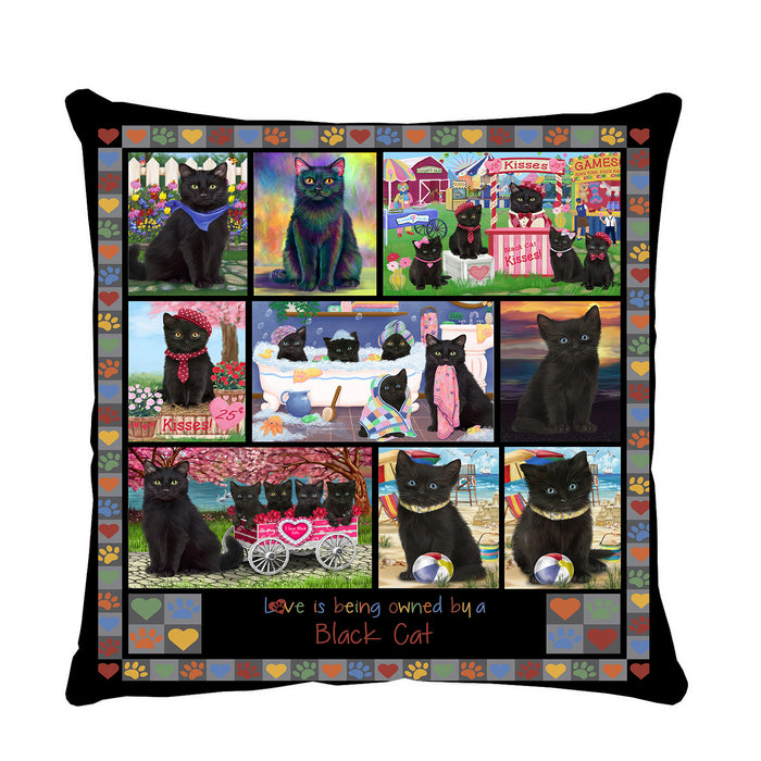 Love is Being Owned Black Cat Grey Pillow PIL84664