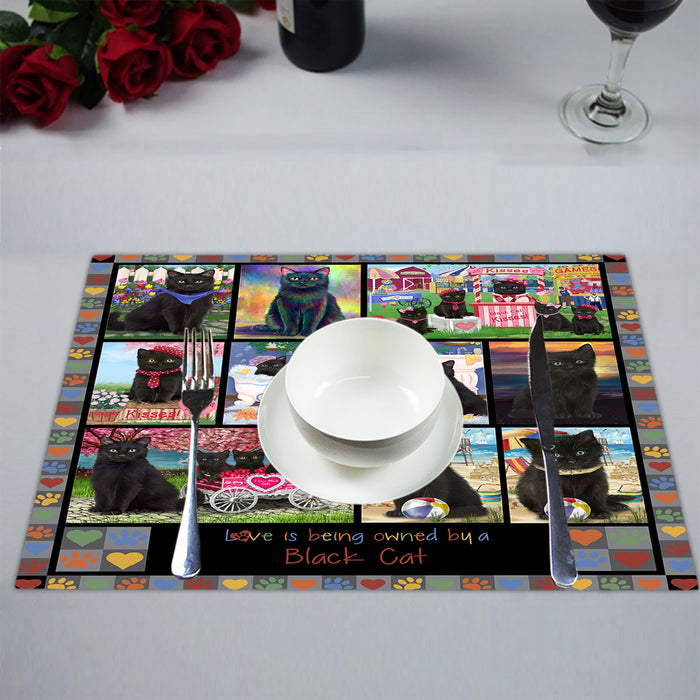 Love is Being Owned Black Cat Grey Placemat
