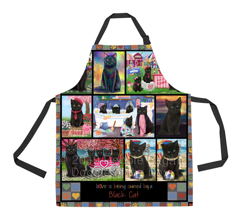 Love is Being Owned Black Cat Grey Apron