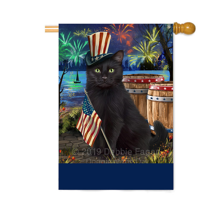 Personalized 4th of July Firework Black Cat Custom House Flag FLG-DOTD-A57850