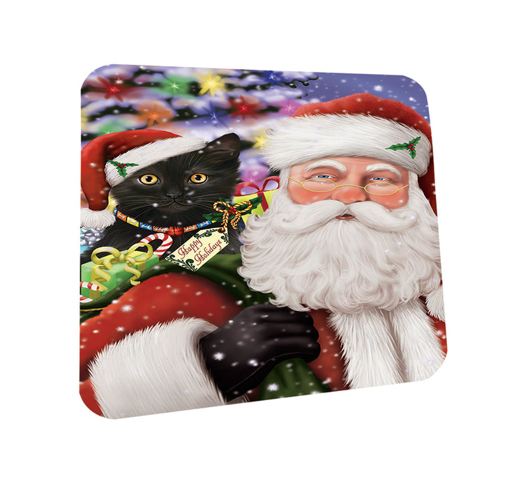Santa Carrying Black Cat and Christmas Presents Coasters Set of 4 CST53633