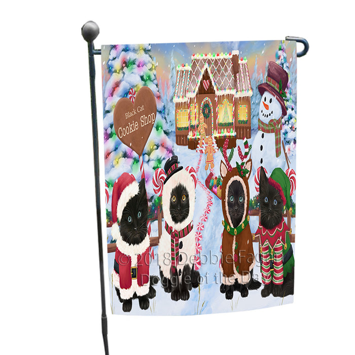 Holiday Gingerbread Cookie Shop Black Cats Garden Flag GFLG56657