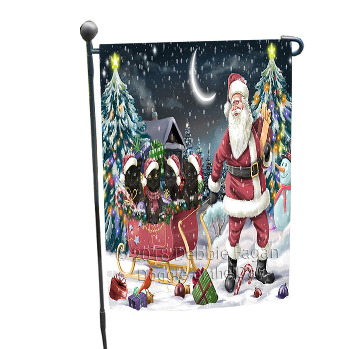 Santa Sled Dogs Christmas Happy Holidays Black Cats Garden Flag GFLG51712