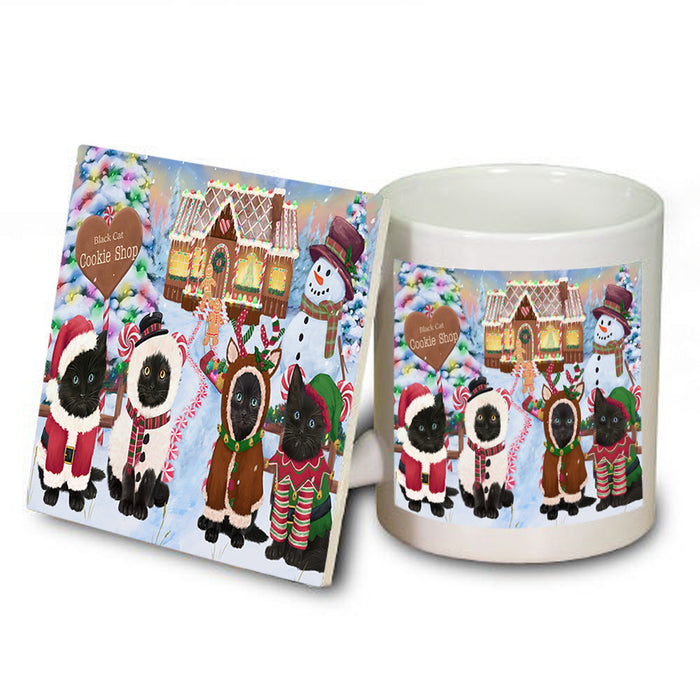 Holiday Gingerbread Cookie Shop Black Cats Mug and Coaster Set MUC56101