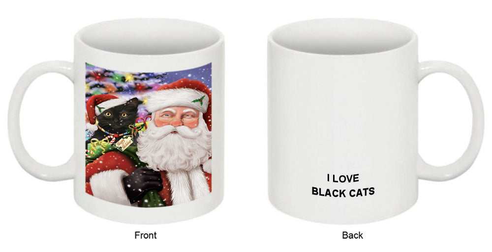 Santa Carrying Black Cat and Christmas Presents Coffee Mug MUG49073
