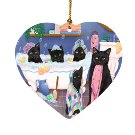Rub A Dub Dogs In A Tub Black Cats Heart Christmas Ornament HPOR57123