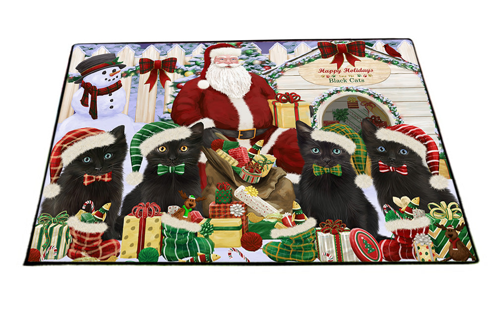 Christmas Dog House Black Cats Floormat FLMS51855