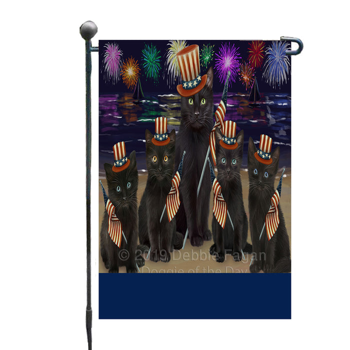 Personalized 4th of July Firework Black Cats Custom Garden Flags GFLG-DOTD-A57795