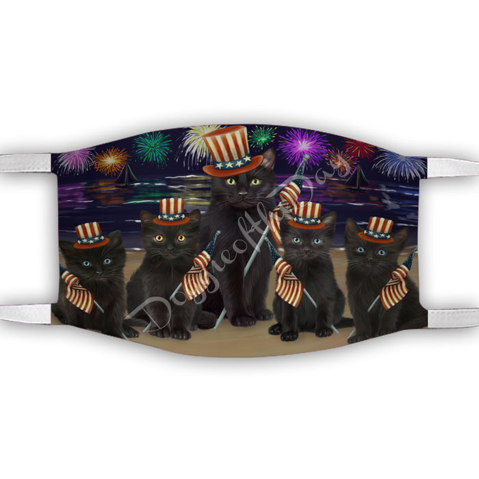 4th of July Independence Day Black Cats Face Mask FM49381