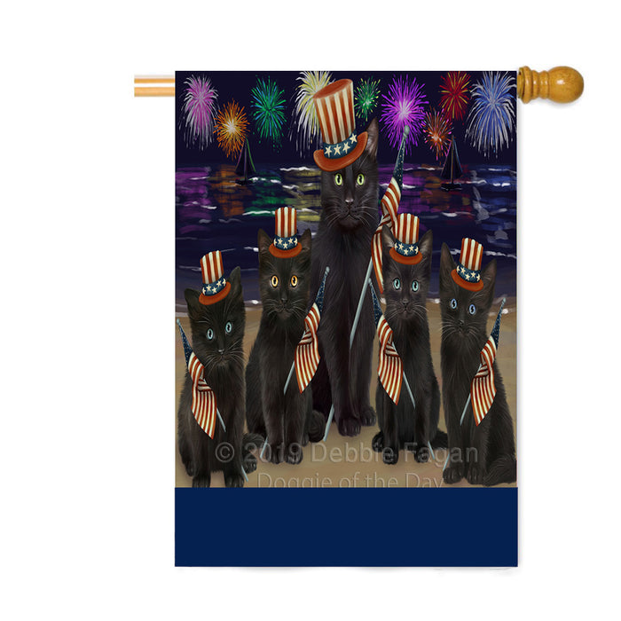 Personalized 4th of July Firework Black Cats Custom House Flag FLG-DOTD-A57851