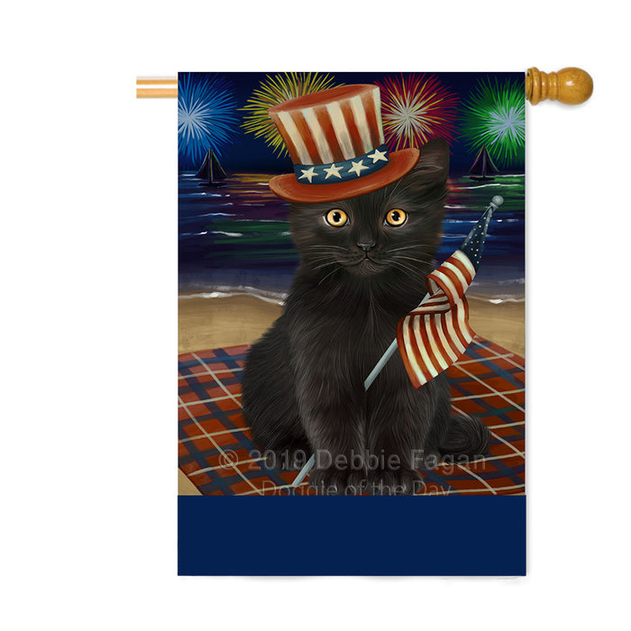 Personalized 4th of July Firework Black Cat Custom House Flag FLG-DOTD-A57852
