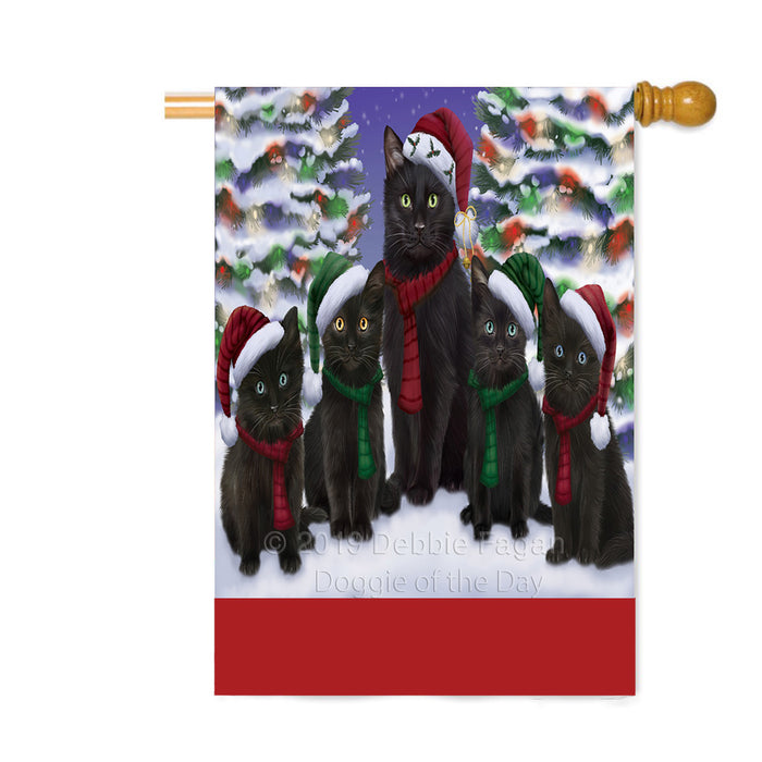 Personalized Christmas Happy Holidays Black Cats Family Portraits Custom House Flag FLG-DOTD-A59152
