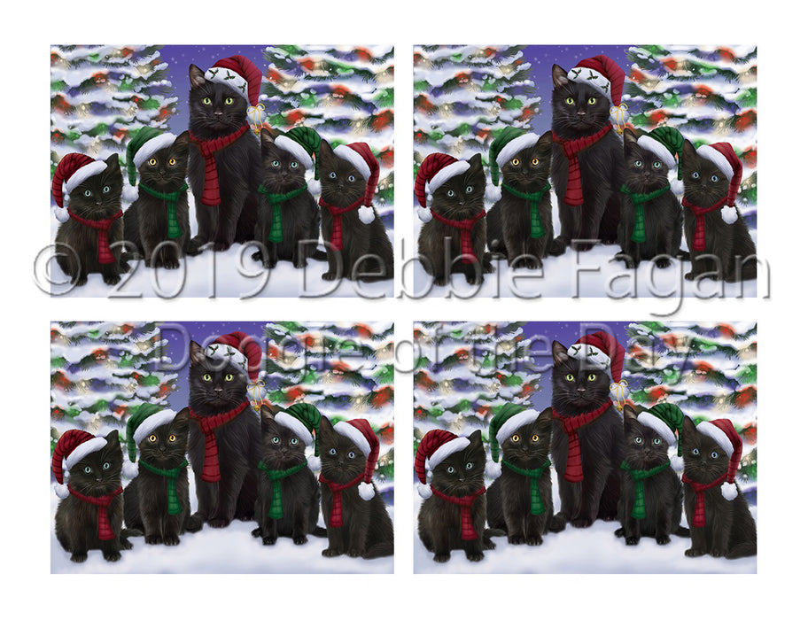 Black Cats Christmas Family Portrait in Holiday Scenic Background Placemat