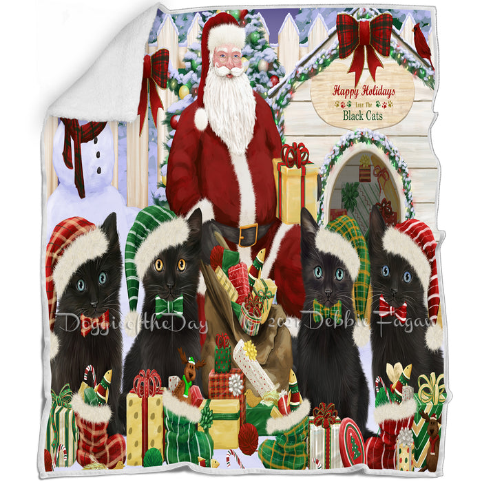 Christmas Dog House Black Cats Blanket BLNKT89670