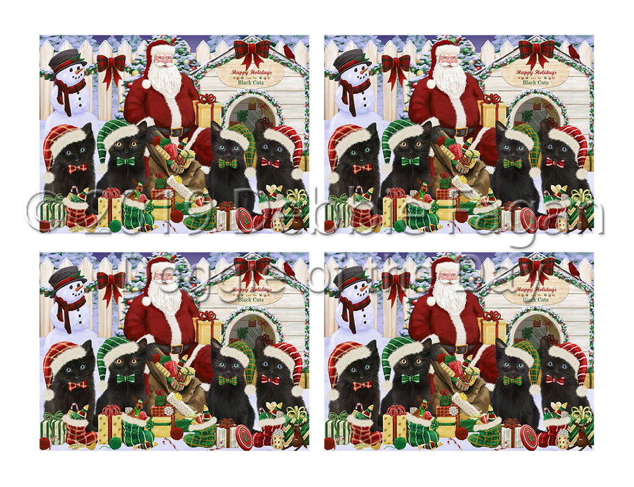 Happy Holidays Christmas Black Cats House Gathering Placemat