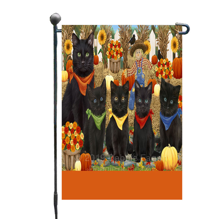 Personalized Fall Festive Gathering Black Cats with Pumpkins Custom Garden Flags GFLG-DOTD-A61817