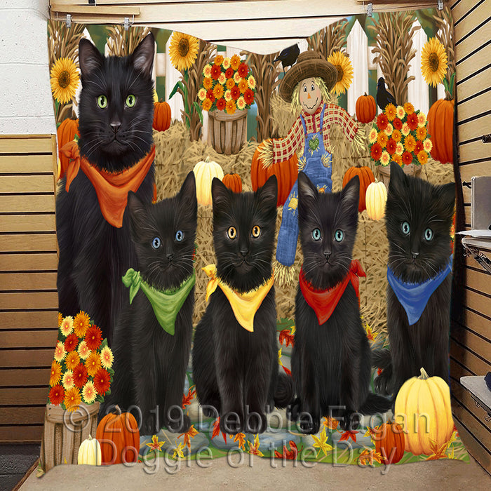 Fall Festive Harvest Time Gathering Black Cats Quilt