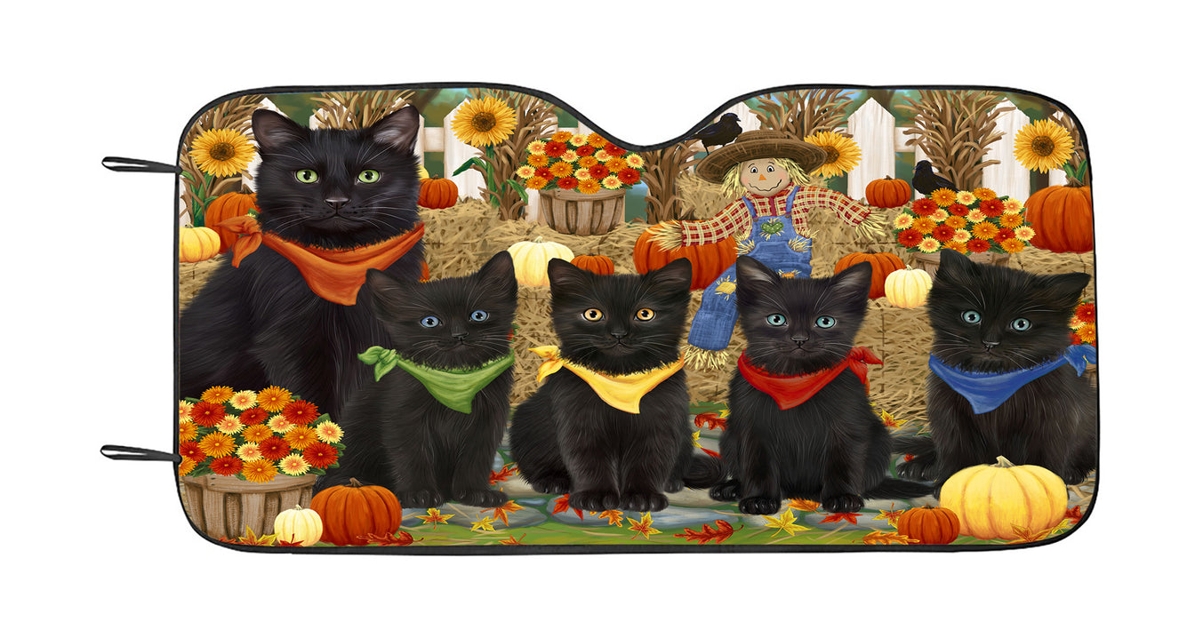 Fall Festive Harvest Time Gathering Black Cats Car Sun Shade